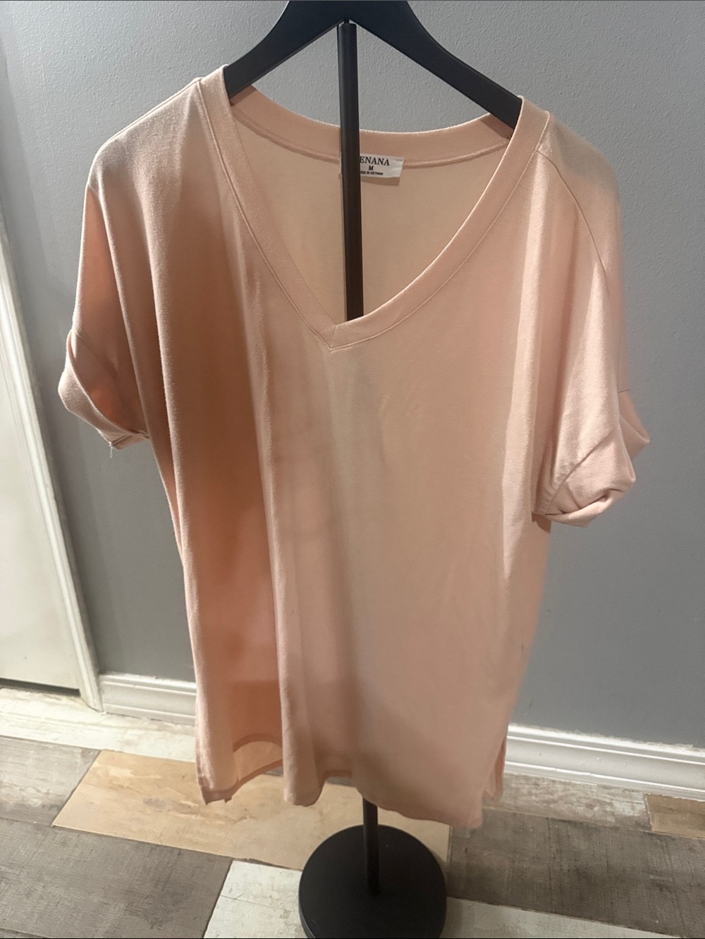 Zenna Cotton Blend V-Neck Tee - Blush Pink